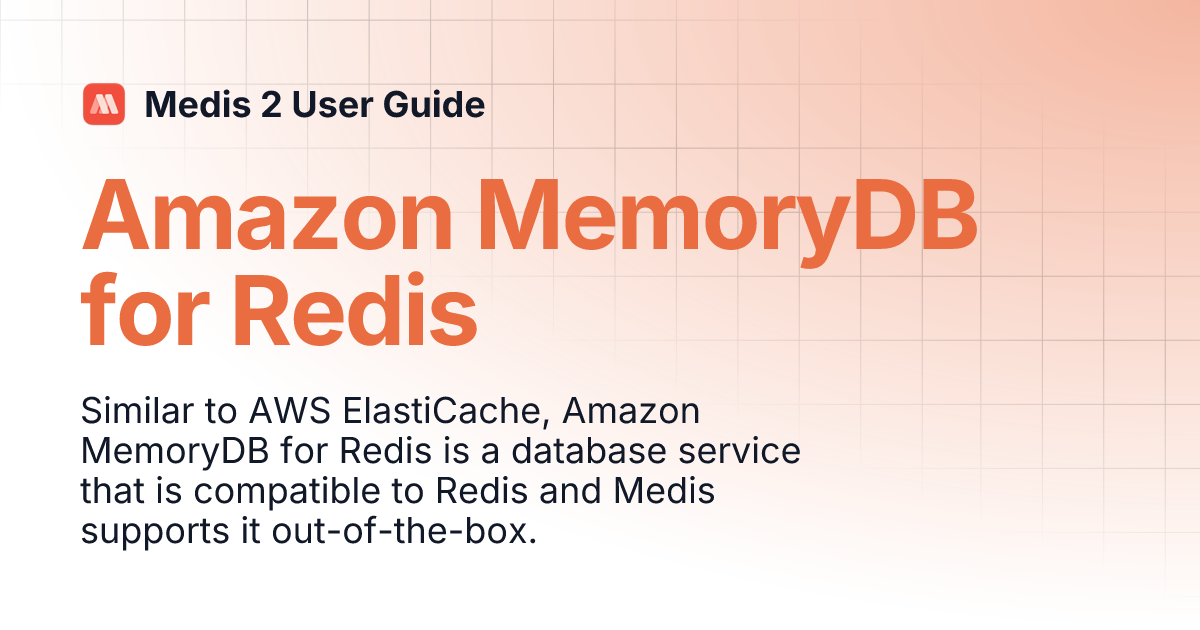 Amazon MemoryDB for Redis | Medis 2 User Guide